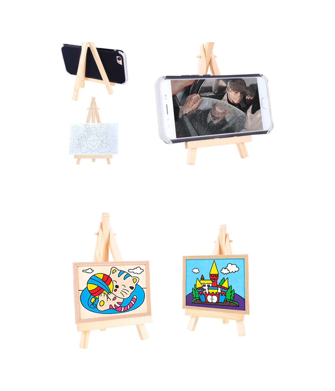 Yuntech01 Ahşap Masa Eseli - Ayarlanabilir Telefon Standı Ve Sanat Çalışmaları Göstergesi 18x24 Cm Diğer