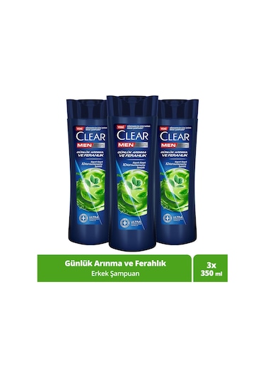 Clear Men Günlük Arınma ve Ferahlık Kepeğe Karşı Şampuan 3 x 350 ML