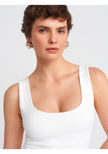 20977 Kalın Askılı Poliamid Atlet-ekru-11365 Ekru