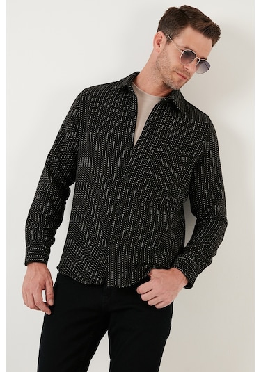 Buratti Desenli Cepli Regular Fit Uzun Kollu Kışlık Erkek Gömlek Cf24W127187 Siyah-Haki Buratti Desenli Cepli Regular Fit Uzun Kollu Kışlık Erkek Gömlek Cf24W127187 Siyah-Haki