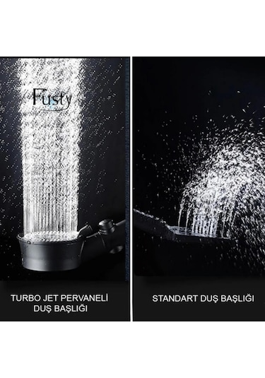 Qianfan Power Pervaneli Start Stoplu Mafsallı Duş Seti Duş Siyah