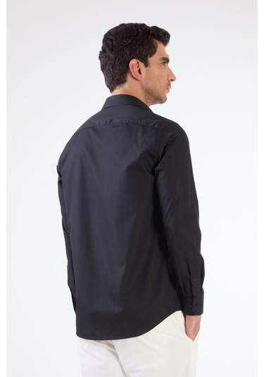 Siyah Düz Erkek Gömlek - Regular Fıt Siyah