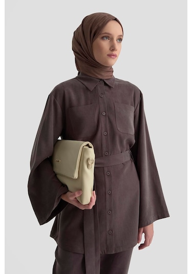 Armine Kemerli Lyocell Takım 25kd1104 Acı Kahve Acı Kahverengi