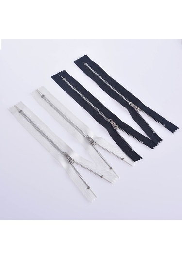 100 Adet No.3 Metal Bakır Fermuarlı Pantolon Placket Fermuar, Özellikler: 11cm Platin + Beyaz