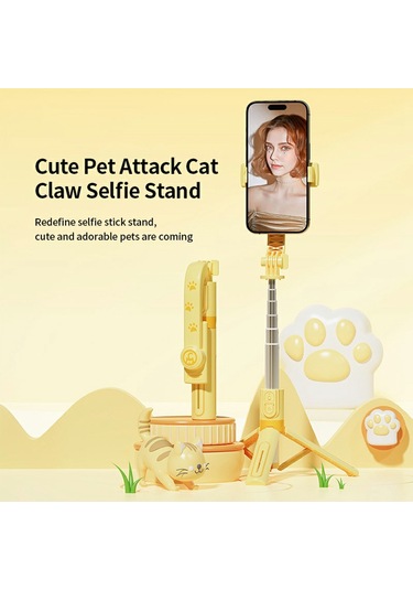 Kt02 A10 Karikatür Tripod Selfie Çubuğu Uzatılabilir Telefon Tripod Çift Işıklı Çekim Kiti Standı