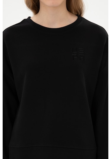 U.S. Polo Assn. Kadın Siyah Bisiklet Yaka Basic Sweatshırt 50313565-VR046
