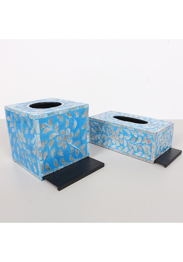 Anita Sedefli Dikdörtgen Peçetelik 23x12x8,5 Cm Mavi