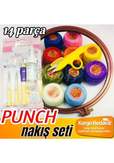Panç Seti Hobi El Işi Nakış Seti Punch Iğnesi Tutkal-Kasnak-Iplik (287361134)