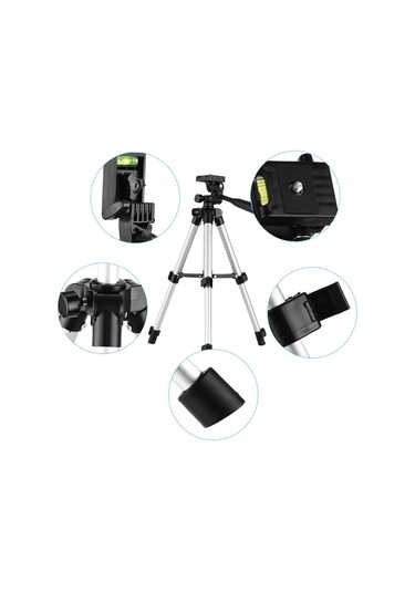 Mini Masaüstü Tripod Standı Alüminyum Alaşımlı 1/4 İnç Vida 21cm-65cm Akıllı Telefon Canlı Yayını İçin Ayarlanabilir Yükseklik Kompakt Led Video Işığı Dijital Kamera Gümüş