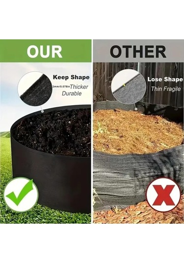 Elmpaly 7 Bölmeli Yuvarlak Dikim Torbası - Dayanıklı Raised Yatak Çiçek Sebze