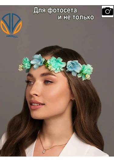 Ahouseall Kadınlar Ve Çocuklar İçin Parlak Çiçekli Taç 219515337 Turkuaz