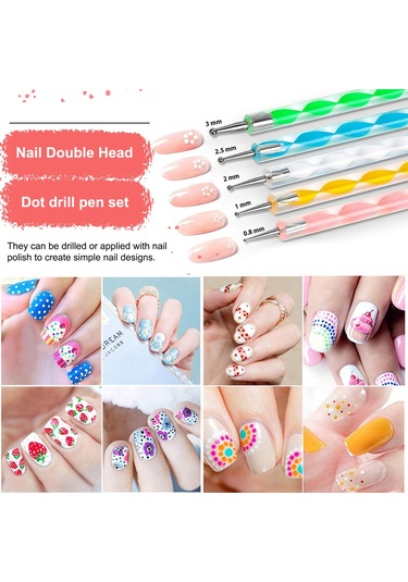 Vkemall Pembe Manikür Aleti Seti: 15 Fırça + 5 Çift Uç Nokta Kalemi + 4 Sticker + 2 Dekor Kutusu + Altın Folyo + 10 Renkli Tel + Pinzet