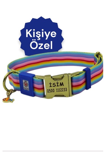 İsimli Köpek Tasması, Orta Ve Büyük Irk, Metal Kilitli Çzgmv Koyu Mavi