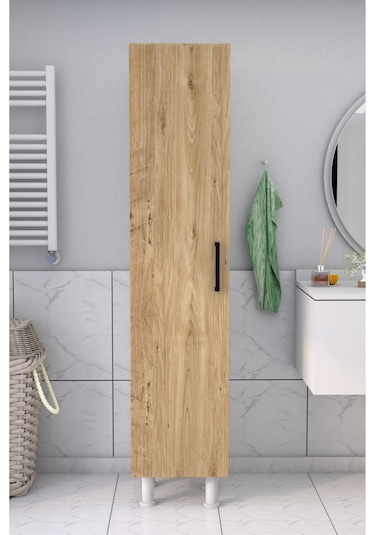 5 Raflı Banyo Boy Dolabı Beyaz Çam Atlantik Çam - Beyaz