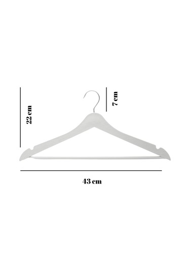 6 Lı Ahşap Görünümlü Askı Beyaz 44 Cm Beyaz