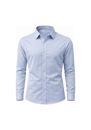 Atilla Özer Hod Be Hod Slim Fit Uzun Kol Erkek Gömlek - 7535 Buz Mavi