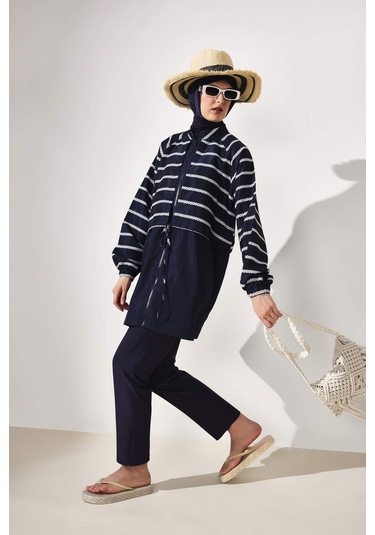 Defacto Regular Fıt Çiçekli 5li Burkini Mayo G7443ax26hsnv31 Lacivert-nv31