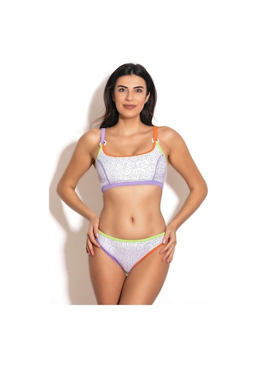 Badelina Kadın Dijital Desenli Askılı Bikini Takımı 3279 001