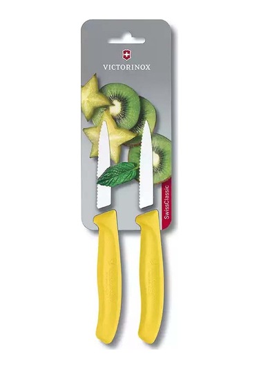 Victorinox 6.7636.l118b 8cm Sarı 2li Tırtıklı Soyma Bıçağı, Blisterli Paket