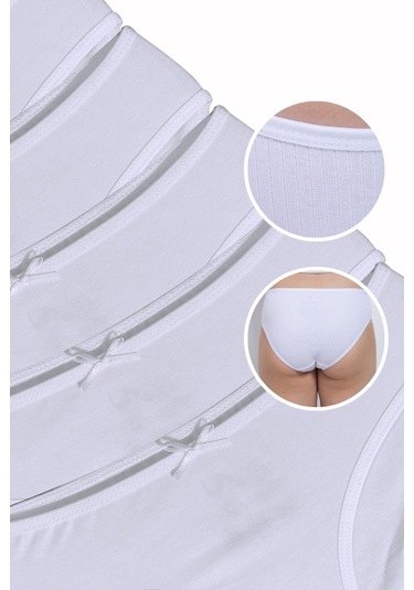 Alya Underwear Kız Çocuk Kalpli Dokuma Lastik Pamuklu Kumaş Slip Külot 5'li Paket 5 Adet Beyaz P05