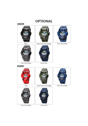 Xindoker Skmeı 1635 Kısa Beden Mavi Kamuflaj Çocuk Spor Saati - Saat, Hafta, Tarih, Alarm, Işıklandırma Ve 5atm Su Geçirmezlik Çok Renkli