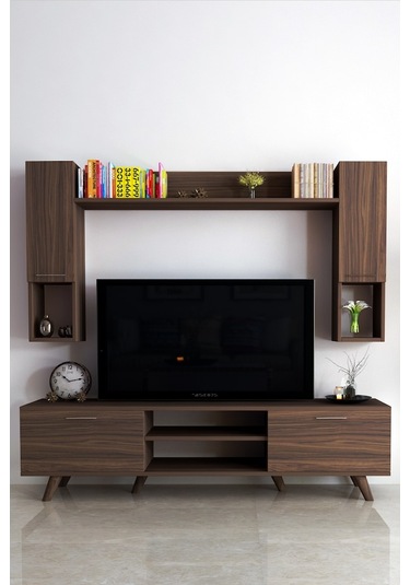 Moonlife Istanbul Dolaplı Kapaklı Tv Ünitesi Ceviz