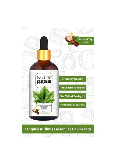 Natucare Üst Düzey Onarıcı Ve Yoğun Nemlendirici Castor Hint Saç Bakım Yağı 100ml