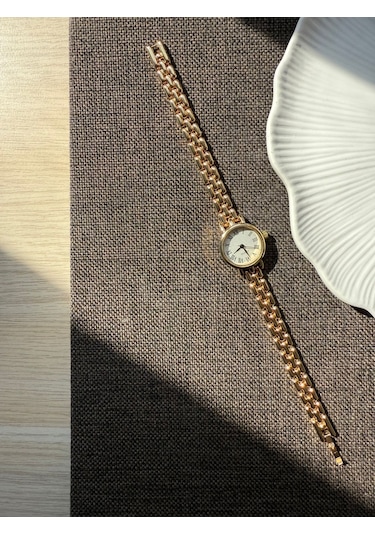 Retro Minimal Boncuk Kordon Vintage Kadın Kol Saati Gold Altın