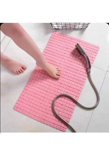 Fastbuy 40x70 Cm Pembe Kare Desenli Banyo Tıraş Duş Yolu Antipatik, Masajlı, Kolay Temizlenir, Dayanıklı Paspas Diğer