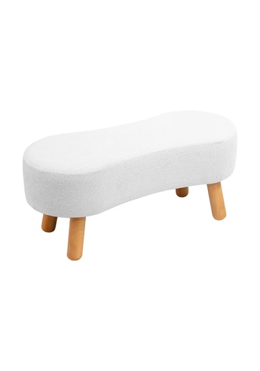 Zem Dublin Bohem Ahşap Ayaklı Puf/bench, Beyaz
