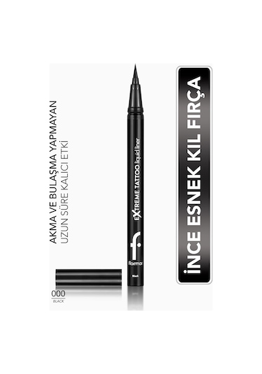 Extreme Tattoo Yüksek Pigmentli & Mat Bitişli Akmayan Likit Göz Kalemi 001 Black