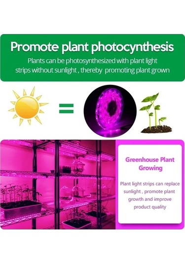 Ulzyvf Led Bitki Işık Şeridi, Usb 5v, Fidelerin Büyümesine Yardımcı, Tam Spektrum, Nem Geçirmez, 5m Diğer