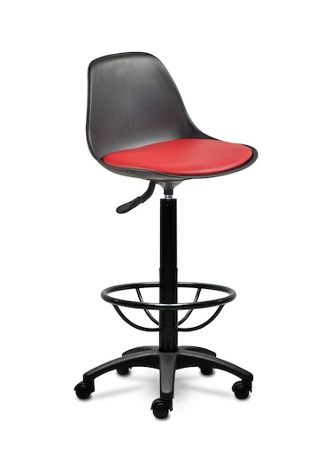 Ofiscombin Ofis Kasiyer Hekim Eczane Sırtlı Bar Taburesi Sandalyesi Tabure Kirmizi Deri 00047499822