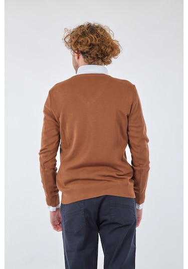 De Blasıo V Yaka Uzun Kollu Çikolata Erkek Kazak 222340020 Tarçın