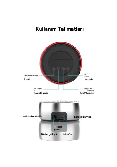 Alman Kablosuz Bluetooth Hoparlör Taşınabilir Araç Subwoofer'ı