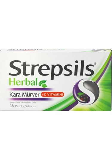 Strepsils Herbal Kara Mürver 16 Pastil