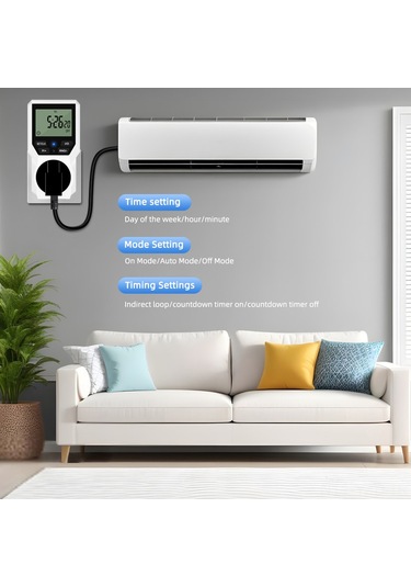 Yuntech01 Akıllı Zamanlayıcı Prizi 16a/3680w - 10 Grup Zaman Ayarı, Dijital Ekran, Enerji Tasarrufu, Avrupa Standartı, Dahili Li-pil