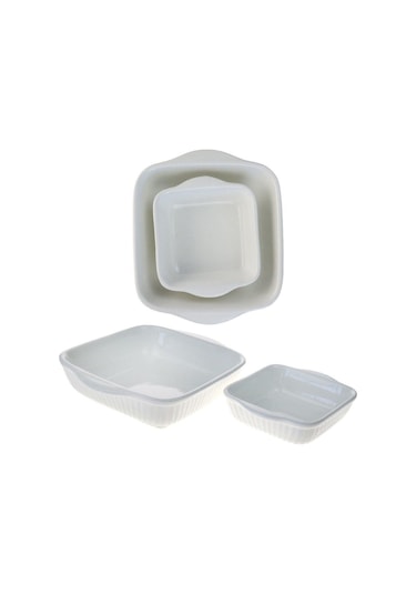 Ecr-107 Ikılı Kare Fırın Kabı Beyaz