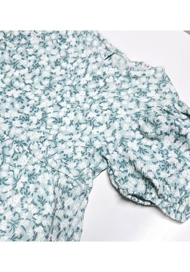 Çiçekli Kız Çocuk Elbise St08987 Yeşil