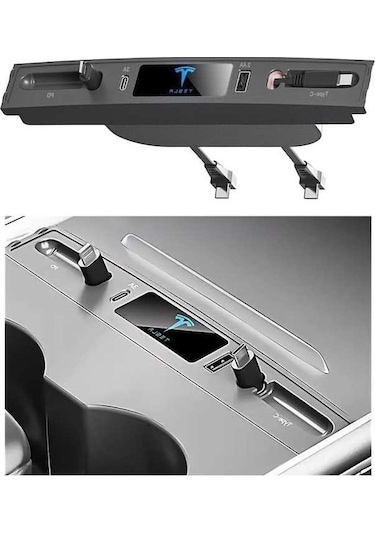 Didadodo 2021-2023 Tesla Model 3 & Y İçin Uygun Type C &  Teleskopik Hub, Merkezi Konsol Akıllı Sensör Usb Hub, Hızlı Şarj