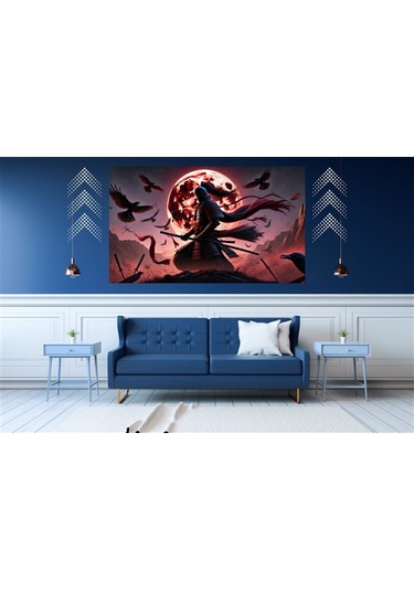 Ti-play Kanlı Ay Gece 60x90cm Modern Samuray Pvc Çerçevesiz Tablo