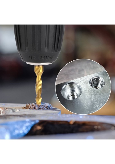 Youtek Hss Titanyum Kaplama Helikal Makine Teli, Delme-üçgen Köşe Aşınma Birleşik, M3-m10 Boyutları, 6 Adet Set