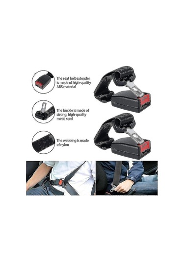 Jokmae Araç Emniyet Kemer Uzatıcı 2'li Seti - 23cm Ayarlanabilir, Evrensel Uyumlu, Siyah, Dayanıklı Malzeme İle Konfor Ve Güven