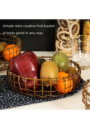 Yifomall Klasik Japon Stili El Dokuma Küçük Mutfak Sepeti - Meyve, Atıştırmalık, Pastane Ürünleri Ve Masa Çöpü İçin Sıkıcı Olmayan Depolama Çözümü Antik Bakır