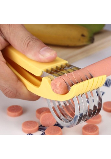 Mutfak Aletleri Muz Dilimleme Meyve Bıçağı Sebzeli Hotdog Salatalık Kesici Sarı