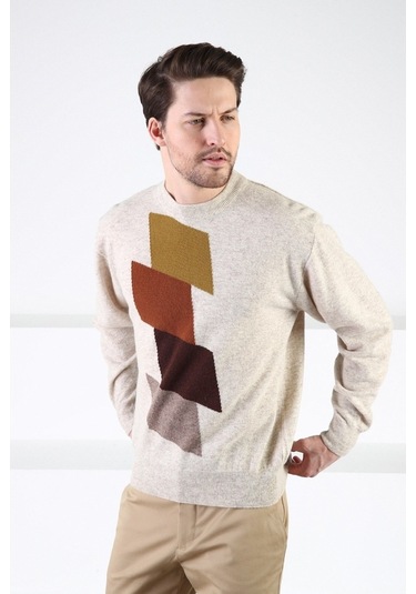 Ferraro A.Bej Bisiklet Yaka %100 Kuzu Yünü Erkek Kazak Bej (536154915) Bej