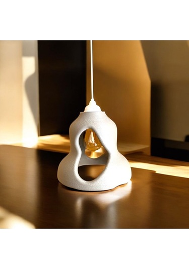 Beton Görünümlü Şık Ve Modern İskandinav Avize Rustik Ampul Hediyeli Gri