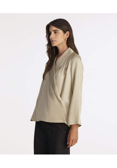 Yargıcı Geniş Şal Yaka Uzun Kol Gömlek 25kkgm6051p 002 Beyaz