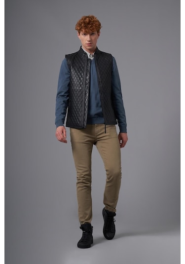 Luca Siyah Deri Yelek 118520 001