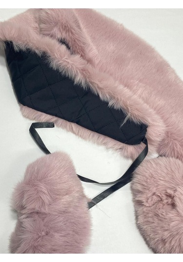 Kürk Yaka Ve Manşet Takım / Yumoş Kürk Pudra Pudra